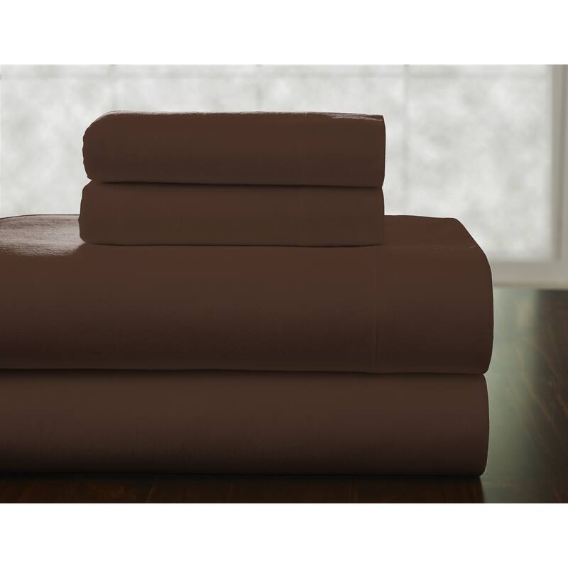 Pointehaven Superior Weight Cotton Deep Pocket Flannel Bed Sheet Set - Twin - Chestnut
