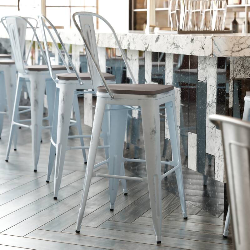All-Weather Bar Height Stool with Poly Resin Seat