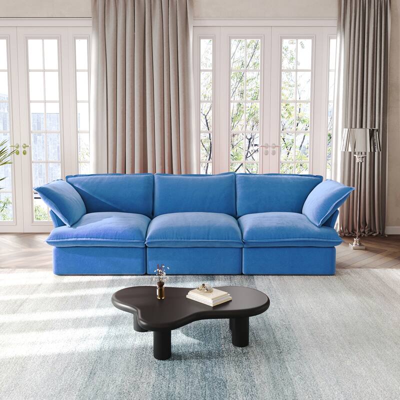 Modular Sectional Sofa Couch, 122.82" Velvet 3 Seater Sofa