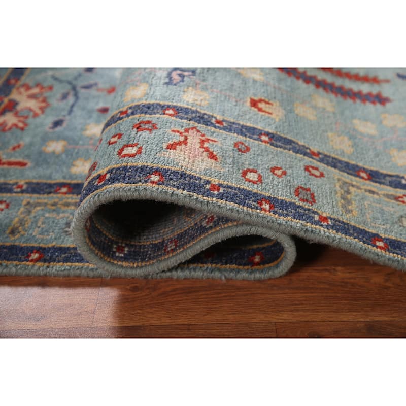Light Blue Oushak Accent Rug Hand-Knotted Wool Carpet - 4'0"x 5'11"