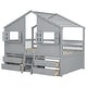 preview thumbnail 10 of 17, Full Size House Loft Bed with 4 Drawers with Safety Guardrails and Ladder