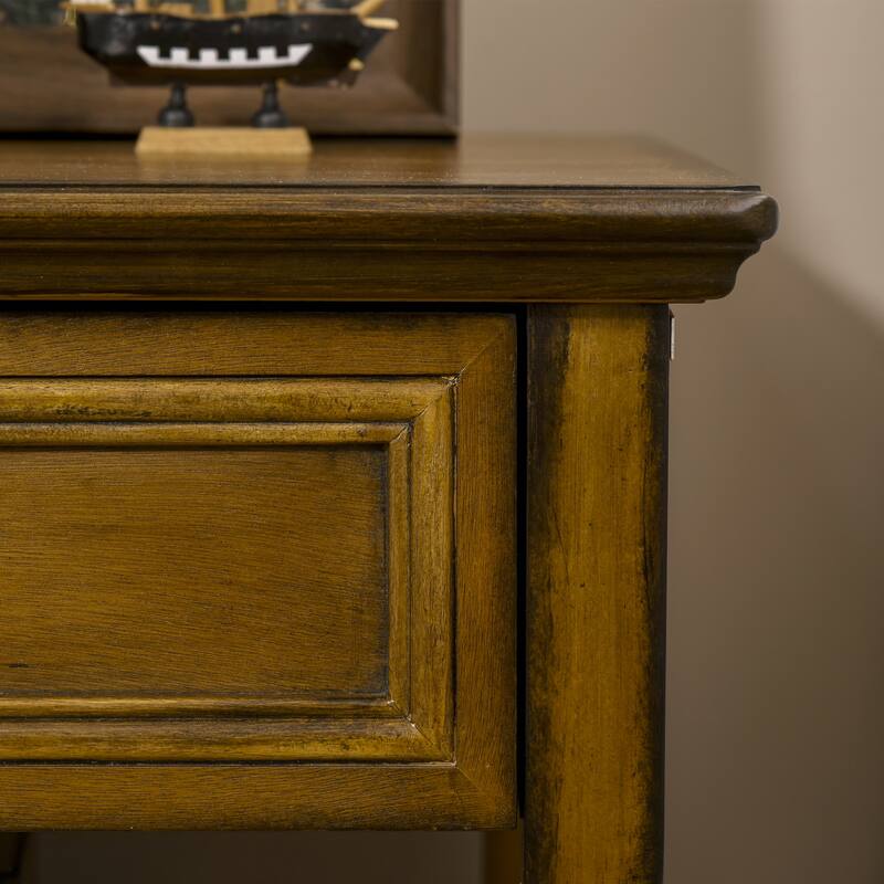 Retro Side Table, End Table with Storage Drawer and Open Shelf for Living Room, Bedroom