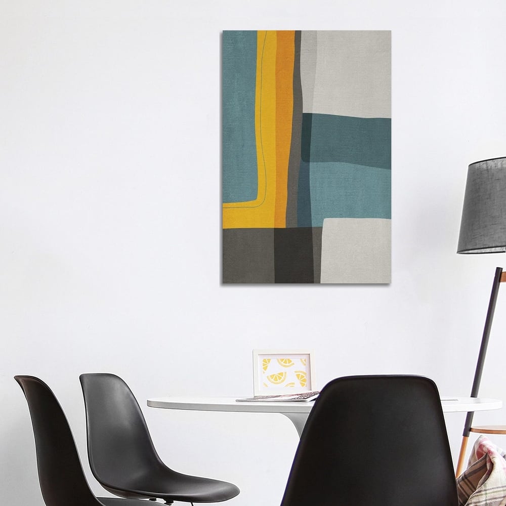 iCanvas "Mustard Teal Gray Mcm Abstract II" by EmcDesignLab Canvas Print