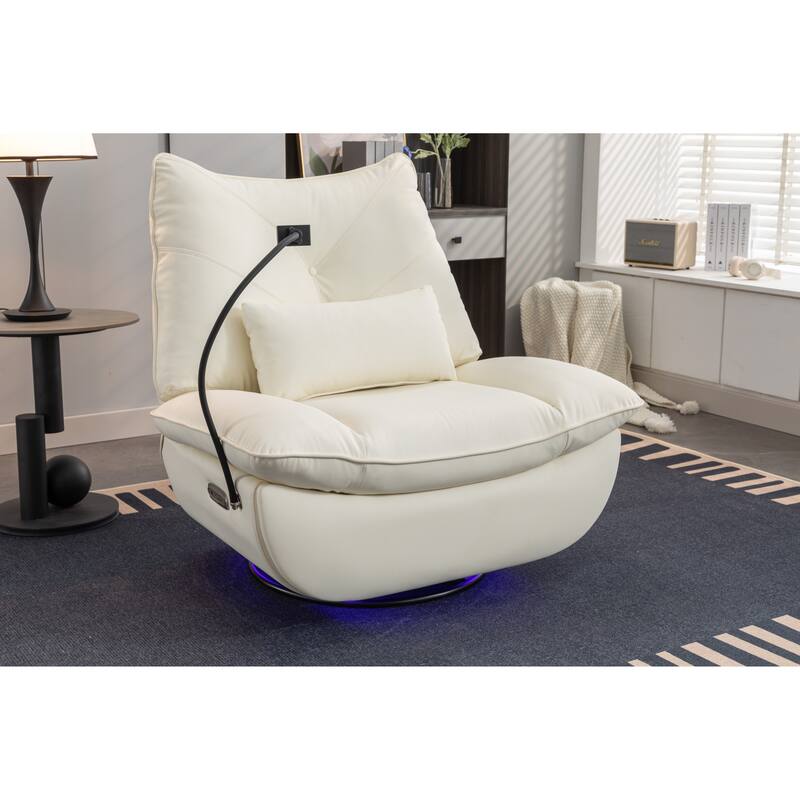 270° Swivel Glider Recliner Chair, Power Recliner with USB Port, Atmosphere Lamp