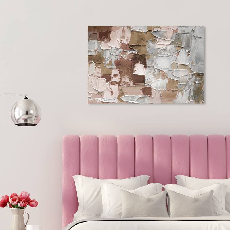 Wynwood Studio Canvas Abstract Mornings in Costa Mesa Pink and Silver Modern & Contemporary Wall Art Canvas Print - 20 x 30