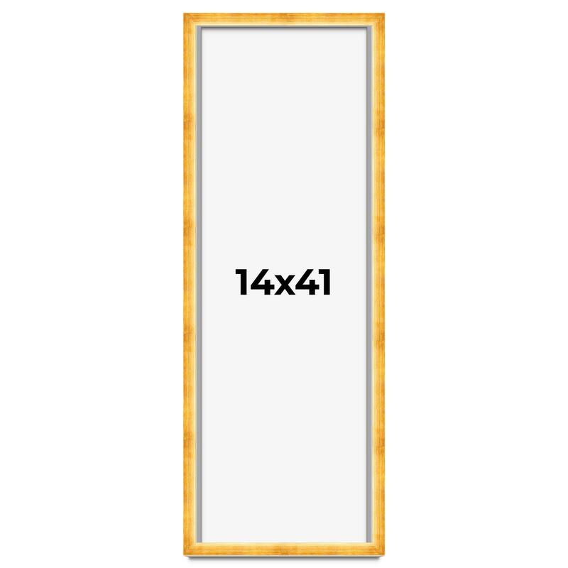 14x41 Shadow Box Frame Gold | 1.625 Inches Deep Real Wood Traditional
