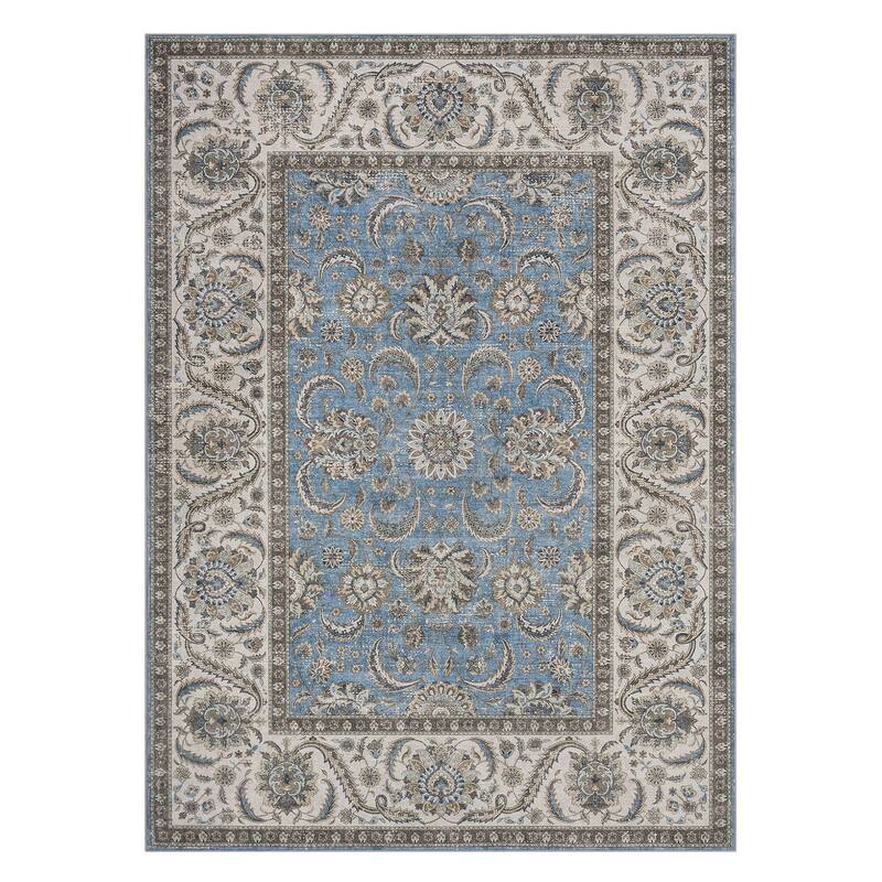 Washable Area Rugs for Living Room Stain Resistant Carpet Vintage Rugs Bedroom Low Pile Non Slip Accent Carpet
