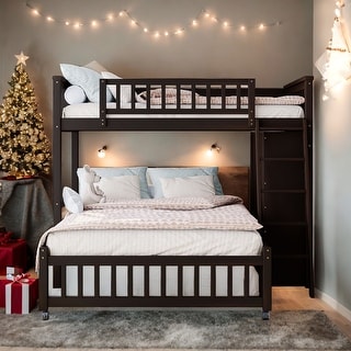 Twin Over Full Bunk Bed With Six Drawers,Flexible Shelves,Wheels