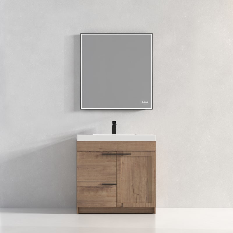 Blossom Hanover 36 Inch Bathroom Vanity with Topmount Acrylic Sink - Oak