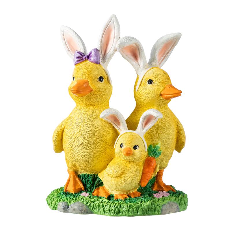 Glitzhome Easter Resin Duck Family Table Decor Stackable Chickens Figurine - Duck Family