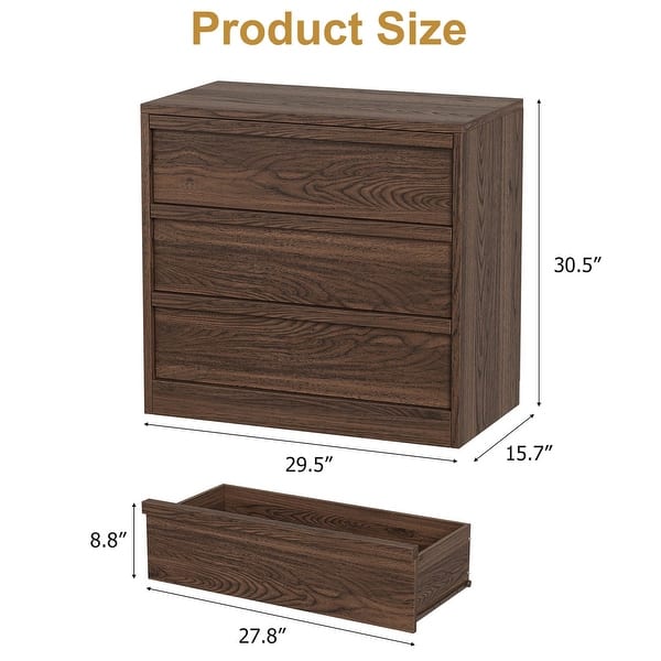 dimension image slide 6 of 8, Modern Drawer Dresser & Nightstand with Large Storage, for Bedroom, Living Room, Nursery, Entryway