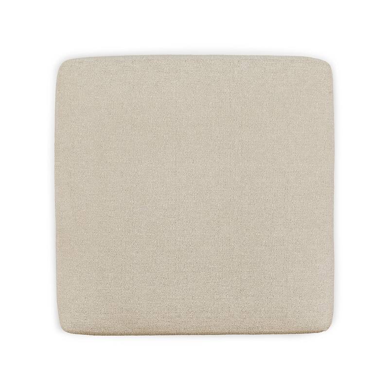 Felo Square Accent Ottoman, 39 Inch Modern Beige Polyester Cushioned