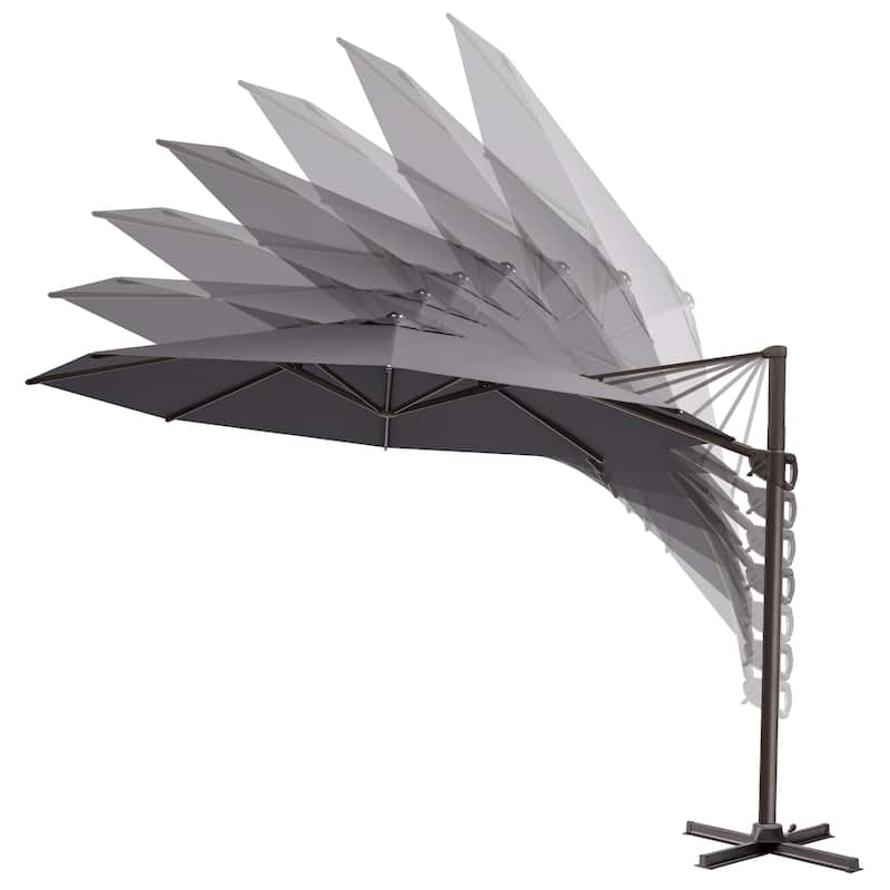 Outdoor 11.5FT Round Patio Hanging Offset Cantilever Umbrella with Cross Base