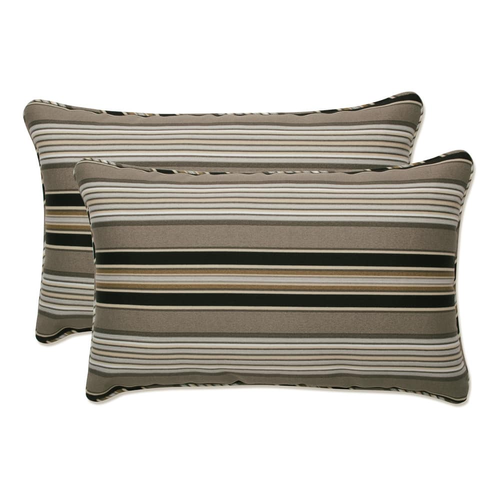 Pillow Perfect Decorative Black/ Beige Striped Outdoor Toss Pillows (Set of 2)