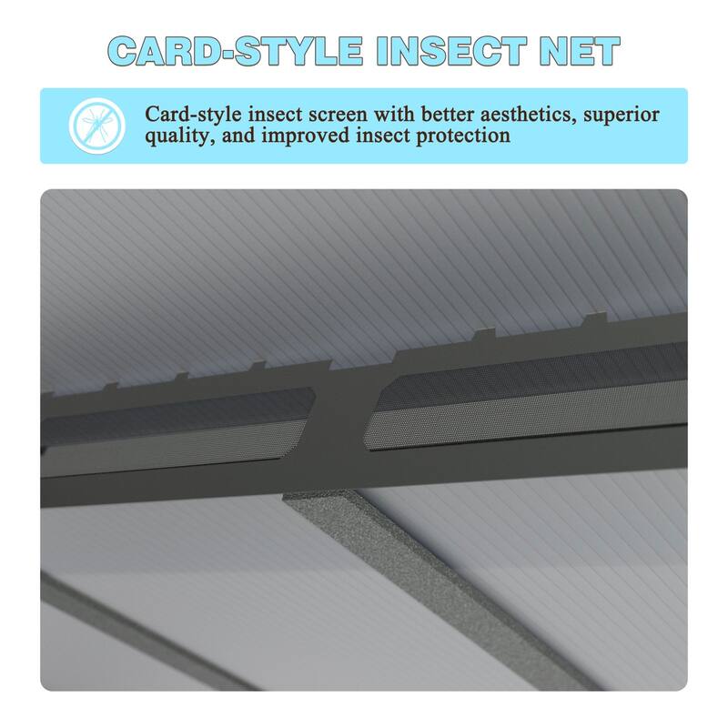 VEIKOUS 13' x 10' Outdoor Hardtop Gazebo with Aluminum Frame and Double Roof, Patio Gazebo with Premium Nettings