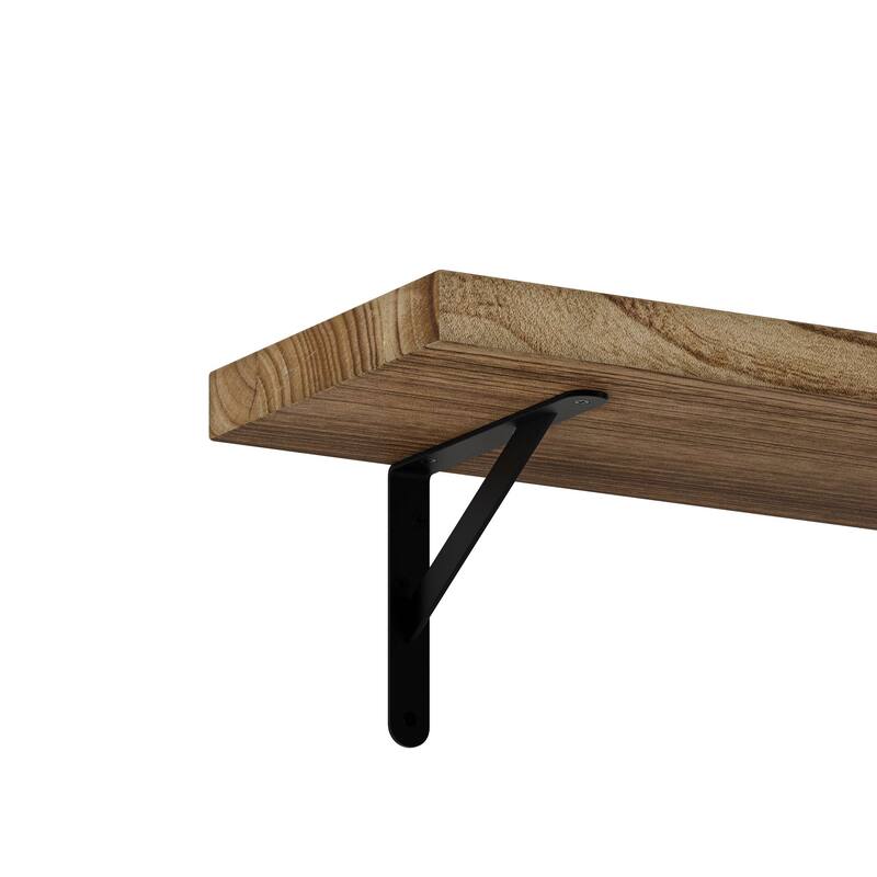 Wallniture Forme 48"-84" Long Floating Shelves Living Room & Office Decor, Solid Wood Shelves, Wall Mounted, 1.5" Thick, Burnt