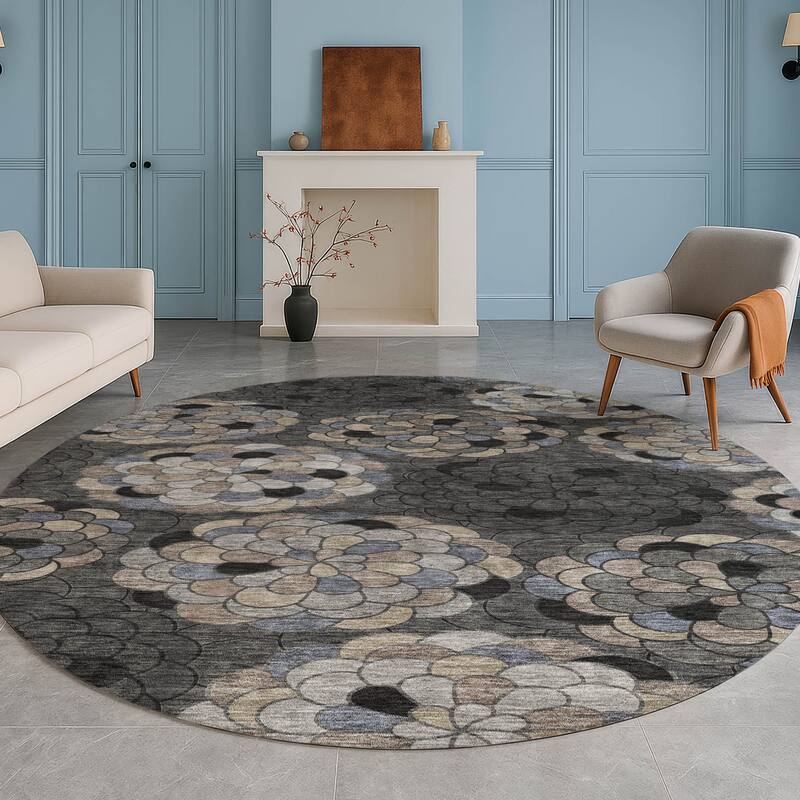 Machine Washable Indoor/ Outdoor Mosaic Cluster Chantille Rug