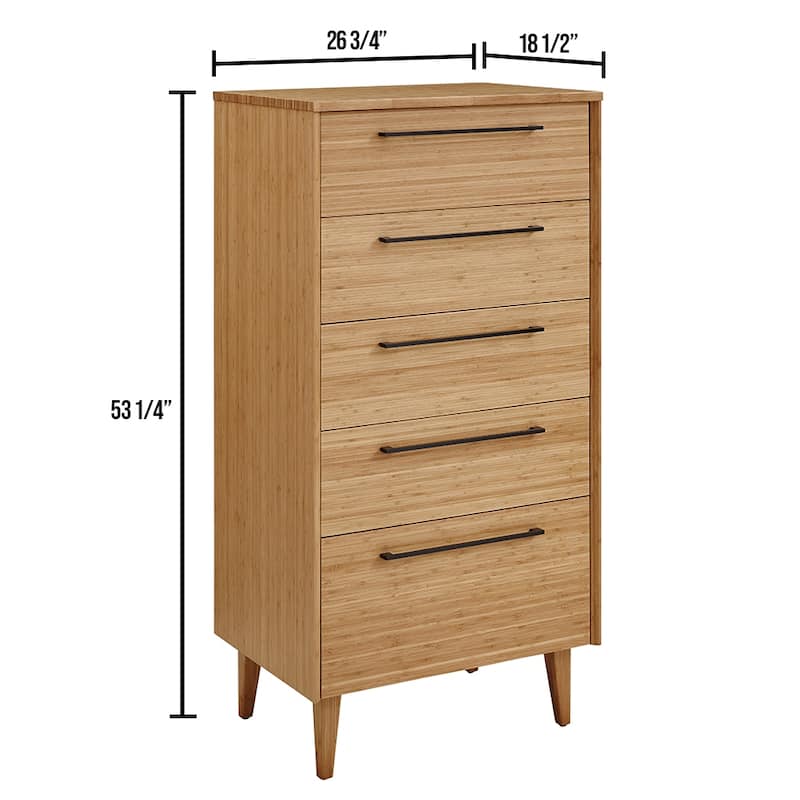 Tristan Five Drawer High Chest, Golden