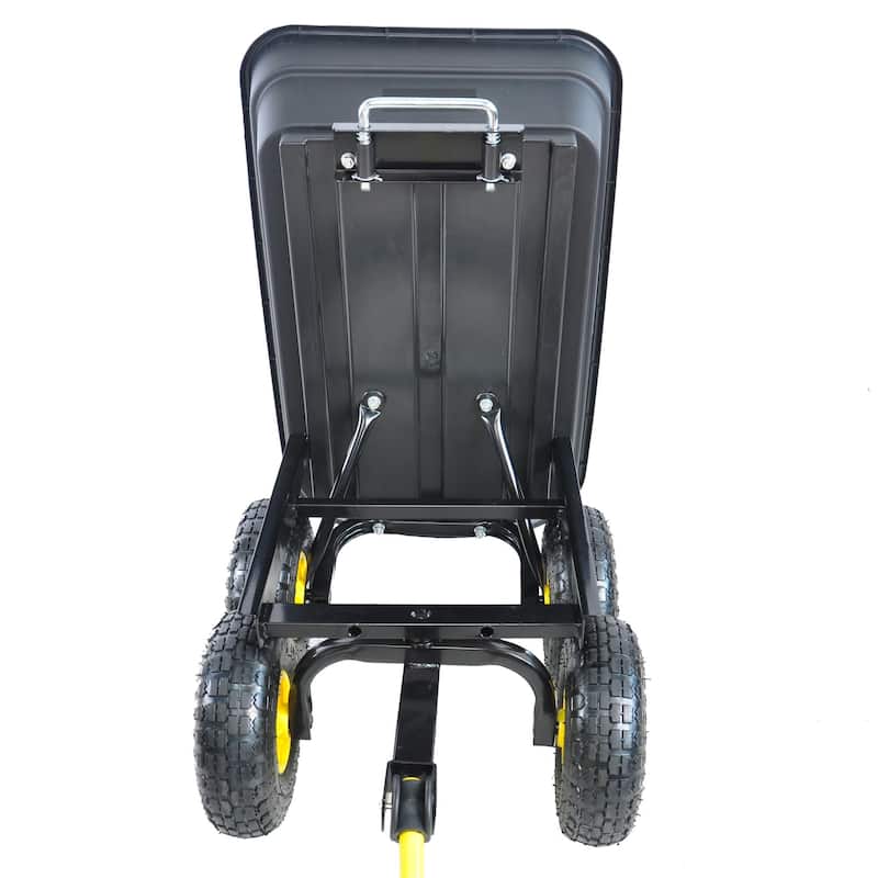 Folding Wagon Poly Garden Dump Cart with Steel Frame and 10-in. Pneumatic Tires