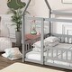preview thumbnail 54 of 127, Wood Toddler House Bed with Roof Frame and Safety Guardrails Montessori Floor Bed without Slats No Door Houseshaped Platform Bed