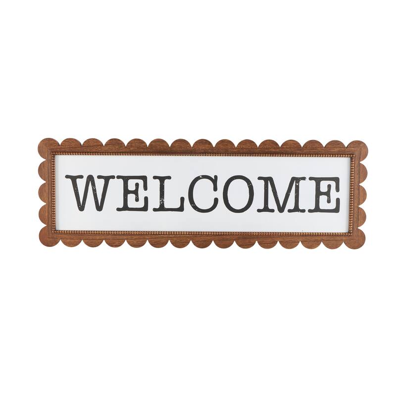 Brown Wood Handmade Welcome Home Decorative Sign with Black Lettering