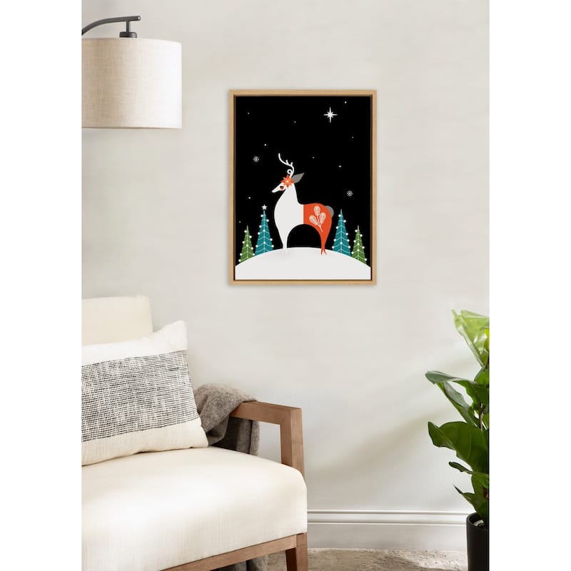 Kate and Laurel Sylvie Season Reindeer Framed Canvas by Amber Leaders