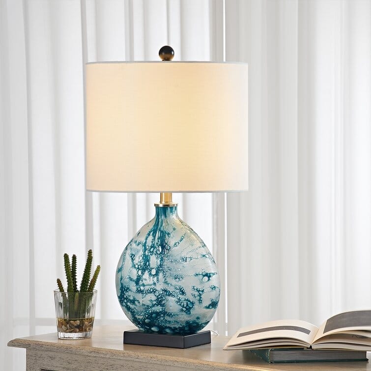 Maxax 23" Bedside Blue Glass Table Lamp