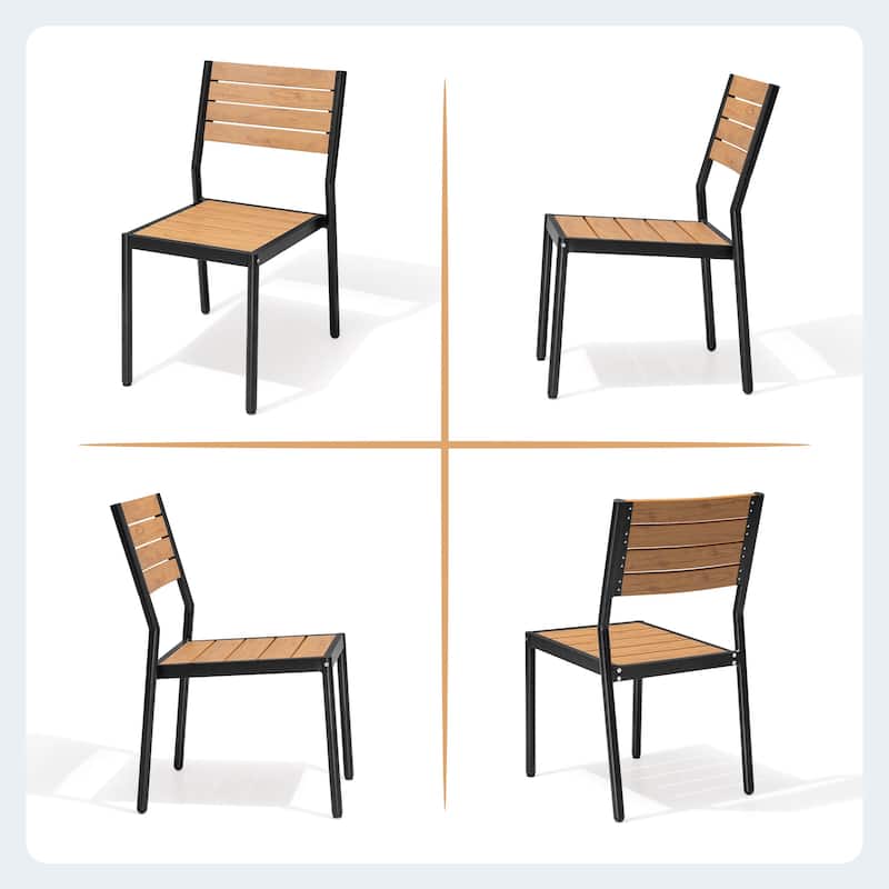 7-Piece Outdoor Dining Set Aluminum Dining table with Stackable Chairs