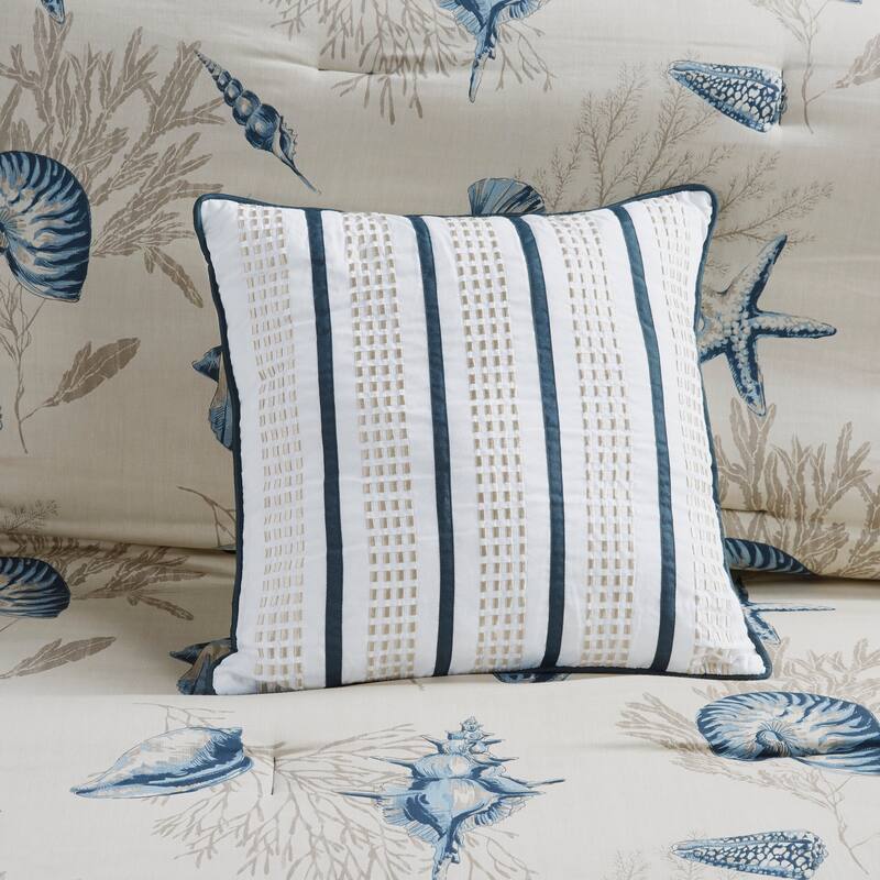 GDF Studio - Bayside 7-Piece Cotton Sateen Comforter Set with Decorative Pillows