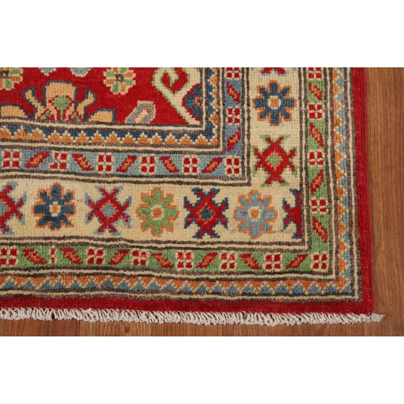 Red Kazak Foyer Rug Traditional Oriental Handmade Wool Carpet - 2'7"x 4'4"
