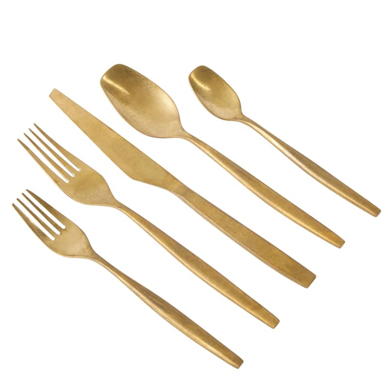 Bloomhouse 20 Piece Flatware 18/10 Stainless Steel Silverware Cutlery Utensil Set With Acacia Wood Caddy - Service for 4