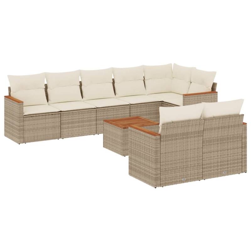 vidaXL Patio Sofa Set with Cushions Outdoor Conversation Furniture Poly Rattan