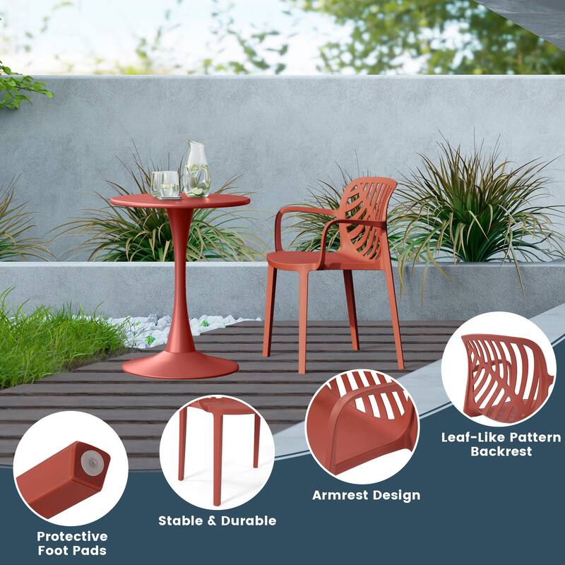 Frond and Form Outdoor Patio Stacking Dining Armchair (Set of 2)