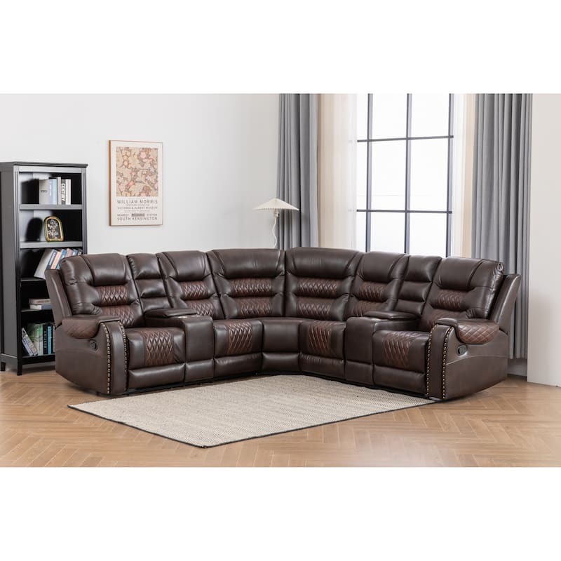 Kamiri 5 - Piece Faux Leather Reclining Two-Tone Sectional