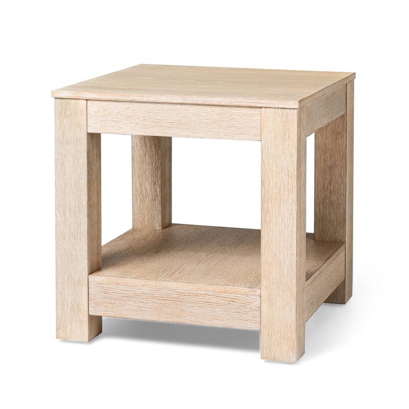 Maven Lane Paulo Wooden Side Table in Weathered Black Finish - White - 50.9