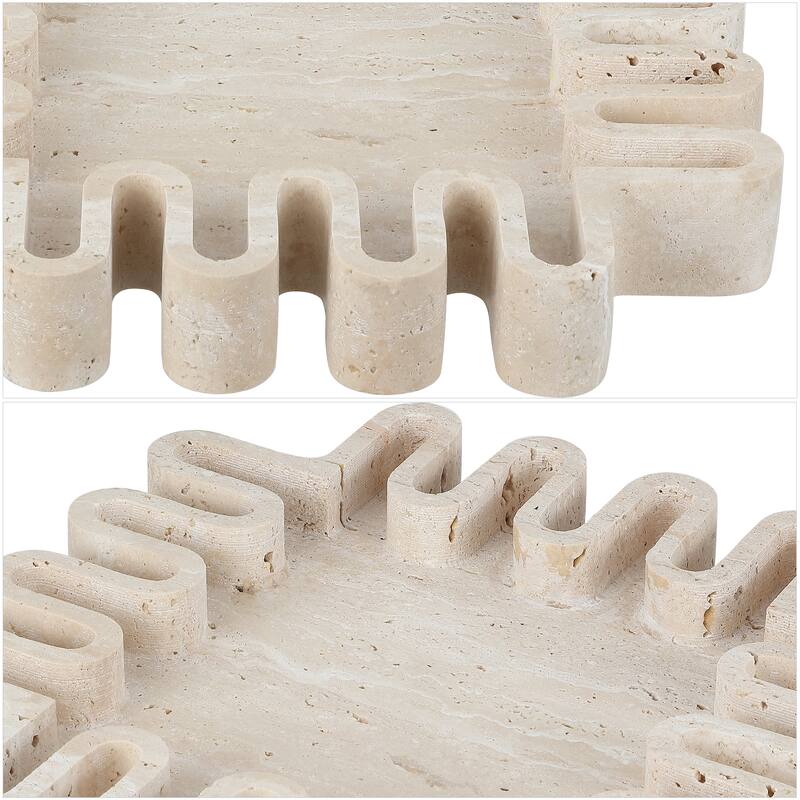 SAFAVIEH Home Mia Tan Travertine Large Tray - 11.5"W x 11.5"D x 1.6"H