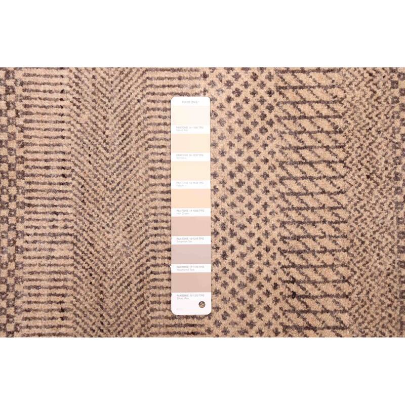 ECARPETGALLERY Hand-knotted Finest Silk Shadow Tan Viscose, Wool Rug - 5'11 x 8'10