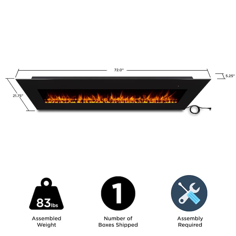 Corretto 72" Electric Wall Fireplace by Real Flame