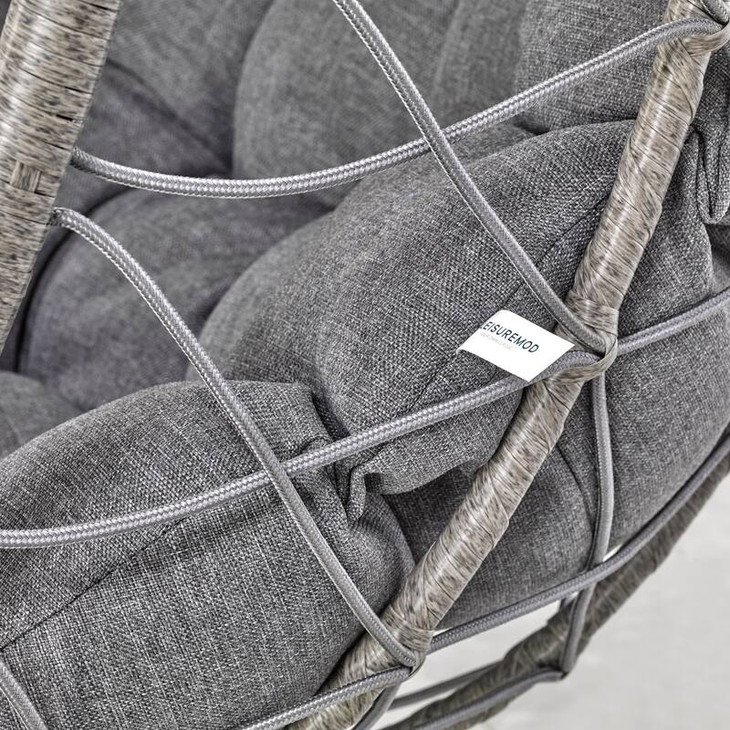 LeisureMod Summit Foldable Hanging Egg Swing Chair with Removable Cushion for Porch, Patio, Backyard, Garden, Lounge