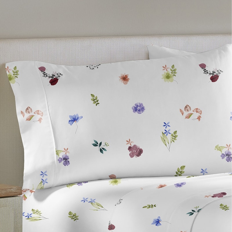 Pointehaven Combed Cotton Crisp Percale Printed 2 pc Pillow Cases