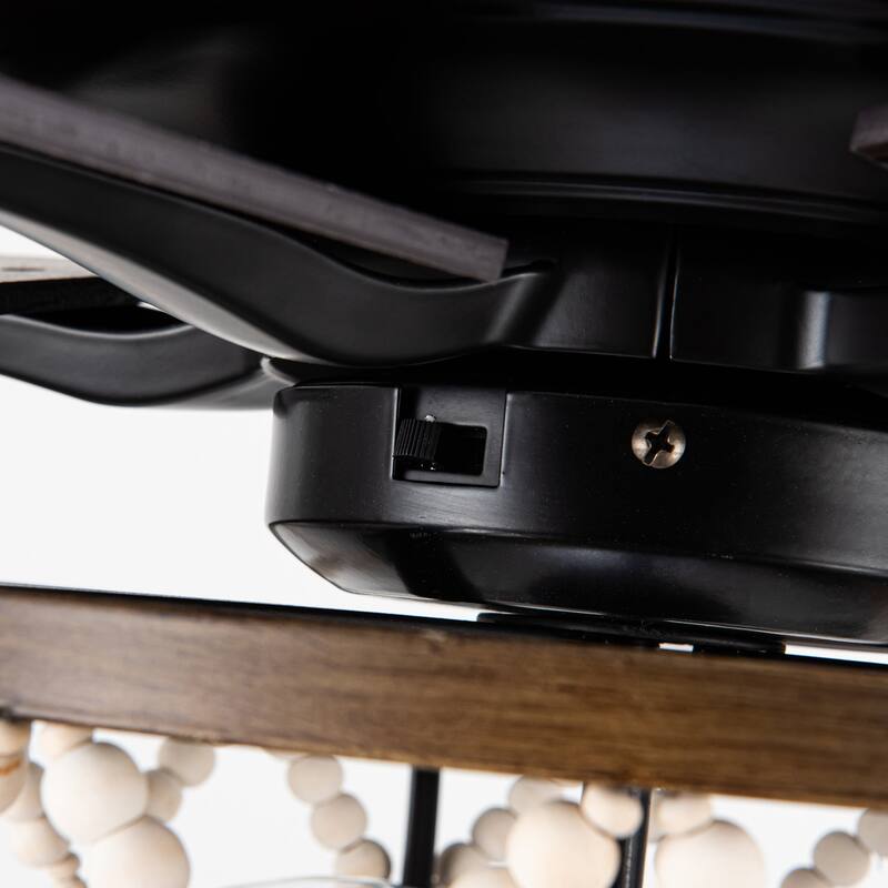 52" Bohemian Black Ceiling Fan with Wood Beaded Light Kit and Remote Control - 52 in. D x 52 in. W x 18.2 in. H