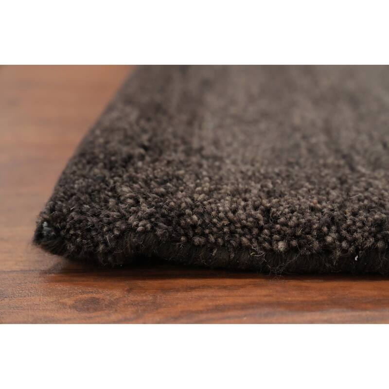 Hand Knotted Oriental 100% Wool Carpet Modern Solid Brown Gabbeh Area Rug - 9' 10'' X 8' 2''