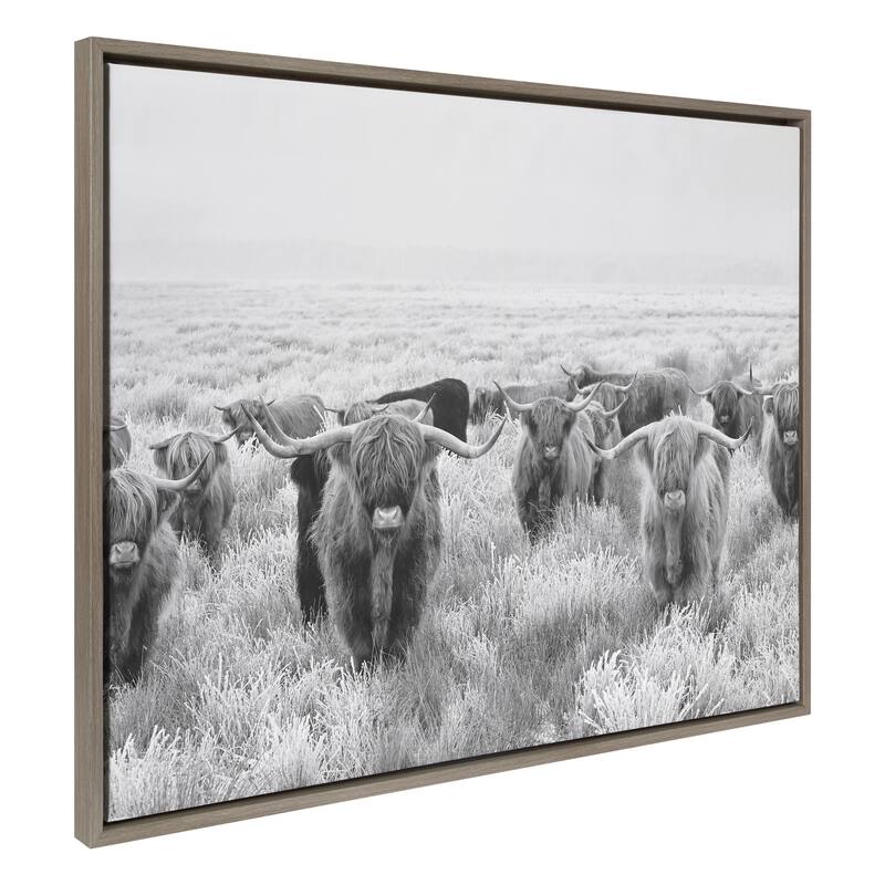 Kate and Laurel Sylvie Cow Herd Canvas by The Creative Bunch Studio - 31.5x42 - Plastic - Grey