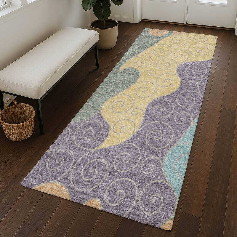 Machine Washable Indoor/ Outdoor Swirly Chantille Rug