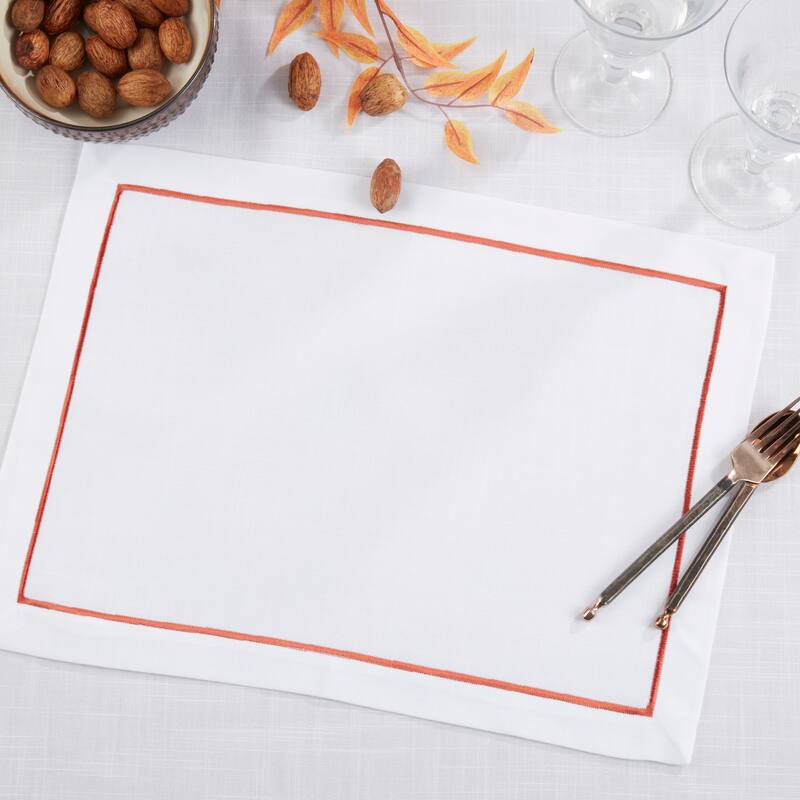 Embroidered Line Design Placemat (Set of 4) - 14"x20"