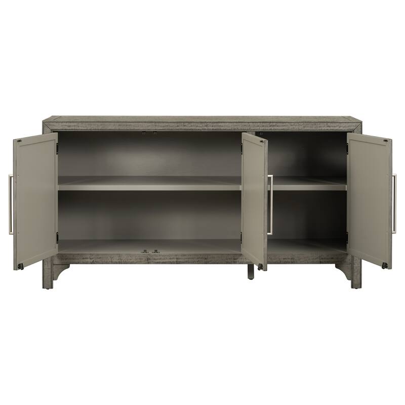 Sideboard Cabinet with Pine Veneer Finish, Designed Storage Buffet with Adjustable Shelves