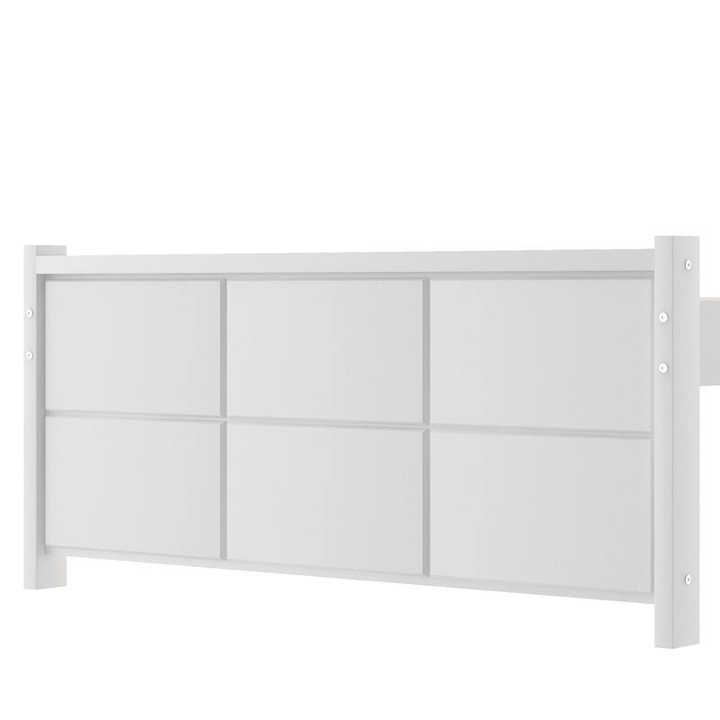 AOOLIVE Platform Bed with Headboard and Footboard, Twin, White