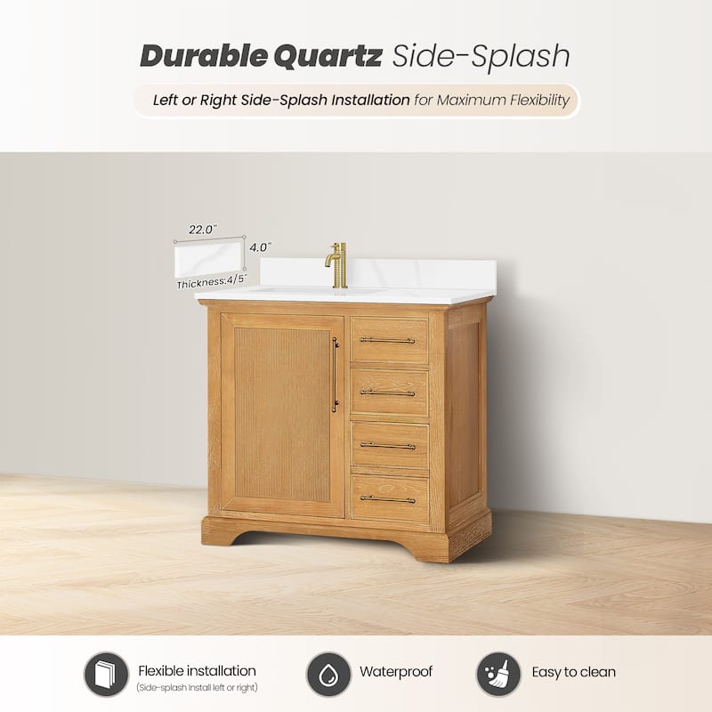 Tokyo Bath Vanity with Quartz Stone Top without Mirror