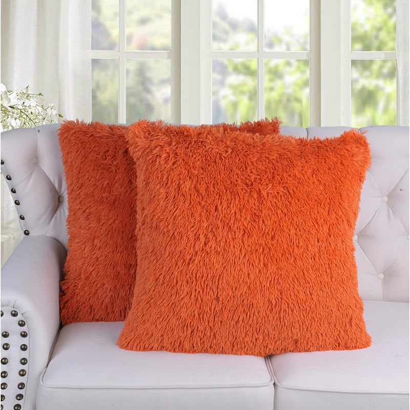 Halsted Shaggy FauxFur Decorative Throw Pillow Cover Set, NO INSERT