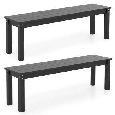 Gymax 2PCS 55'' HDPE Outdoor Bench Weatherproof Backless Patio Garden